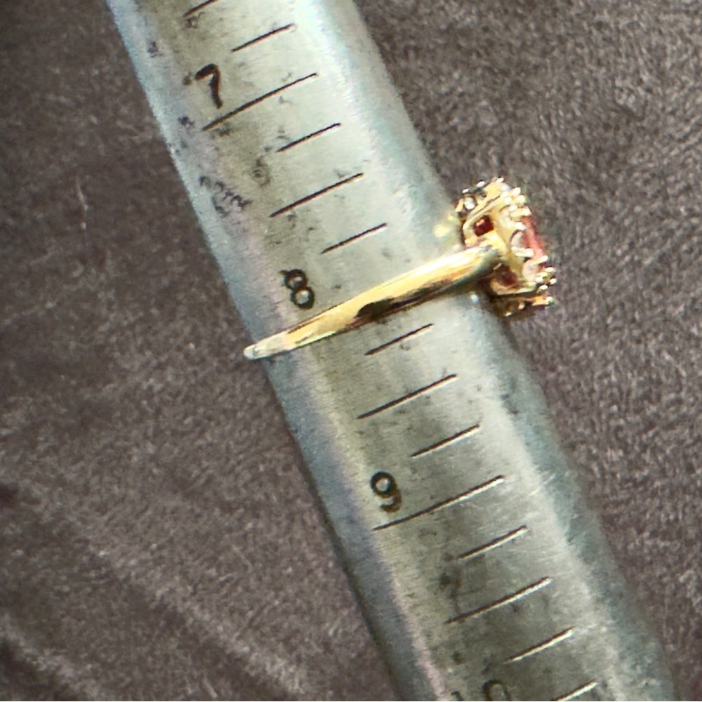 SOLD  Raspberry Tourmaline and Iceland Spar Halo Ring- & Sterling Ring - Picture 8 of 13